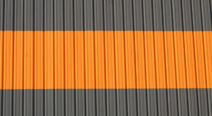 Cool orange stipped building