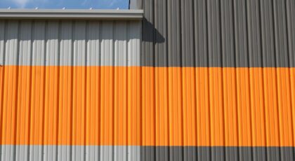 Cool orange stipped building